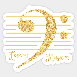 F clef,Bass clef,Love Music,musical notes.luxury style Sticker